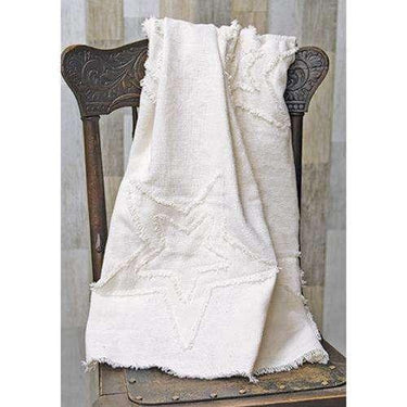 Burlap Antique White Star Woven Throw - The Fox Decor